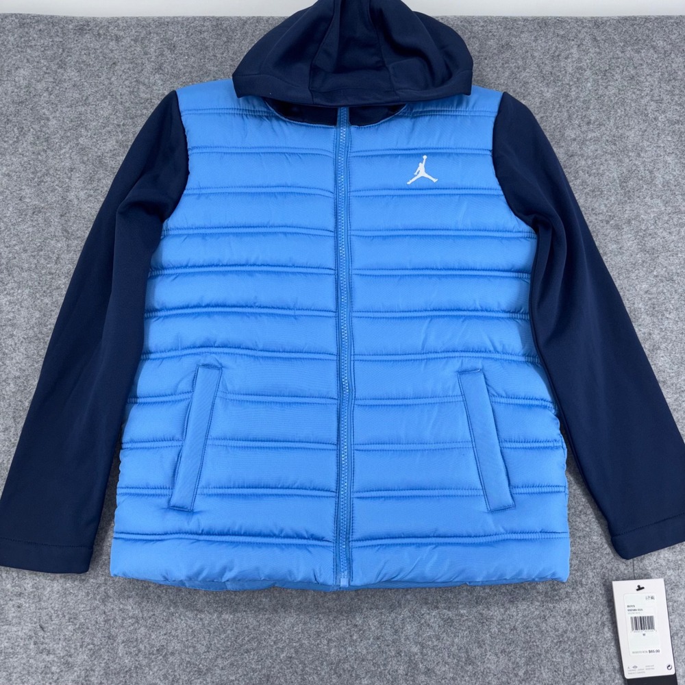 Jordan Boys Hybrid Puffer Jacket Legend Blue Navy 95D585-U25 Size Medium 10-12Y